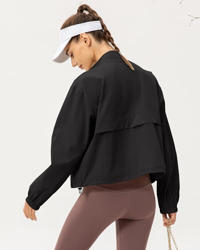 Lightweight Athletic Jacket for Women - Sun Protection, Windbreaker, Medium/Black