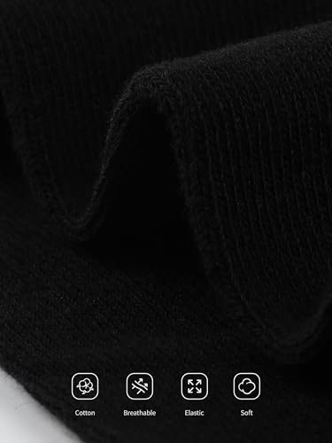 Kids Soccer Socks - Cotton Toddler Knee High Socks for 3-6 Years - Solid Black
