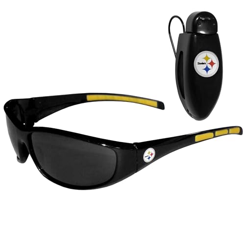 Pittsburgh Steelers Wrap Sunglasses with Visor Clip - One Size