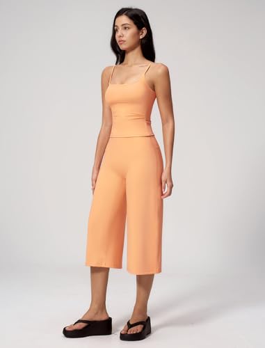 ABOCIW Capri 2-Piece Workout Set for Women - Medium / Tank Top in Orange