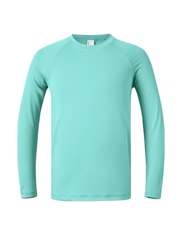 PATPAT Boys UPF 50+ Rash Guard Swim Shirt Long Sleeve Turquoise 7-8 Years