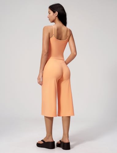 ABOCIW Capri 2-Piece Workout Set for Women - Medium / Tank Top in Orange