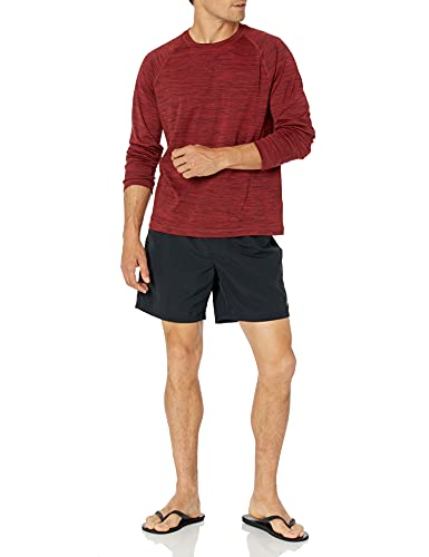 Men's Long-Sleeve Quick-Dry Swim Tee - UPF 50, X-Large Red Heather