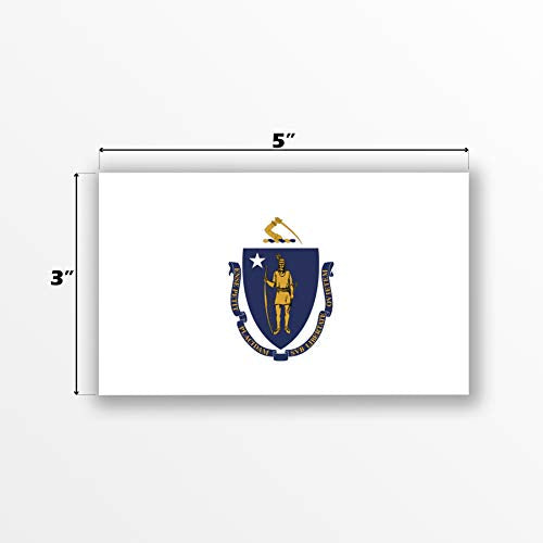 Massachusetts State Flag Decal Stickers - 2-Pack, 5x3 Inches