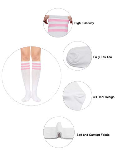 Long Knee High Socks for Women - Mixed Striped Tube Socks - Red & Green