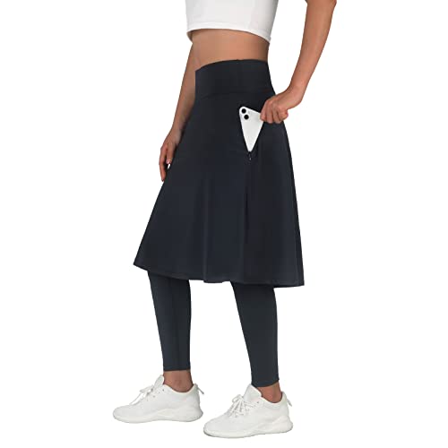 ANIVIVO Women's Skirted Leggings with Pockets - Medium Black