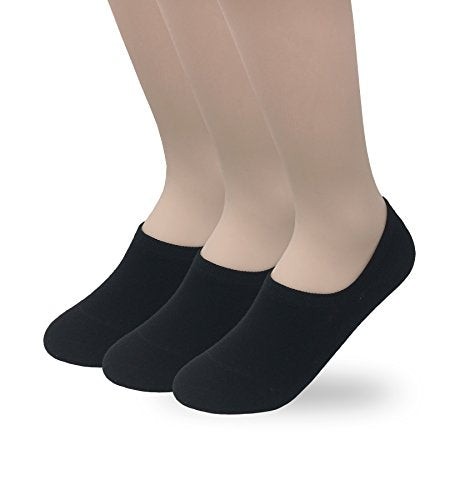 No Show Socks for Women - Non Slip Low Cut Cotton Blend - 3 Pack