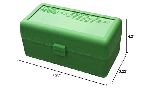 Rifle Ammo Box - 50 Round Flip-Top, Scuff-Resistant, 3.08"