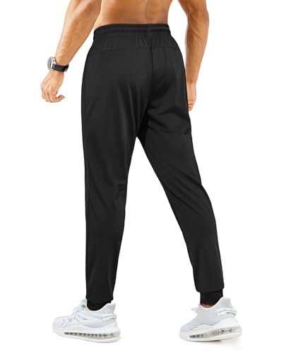 Lightweight Athletic Joggers with Zipper Pockets - Medium Black