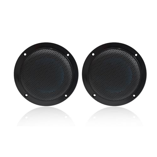 Herdio Black Waterproof Marine Ceiling Speakers - 4 Inch, 160W, Low Profile, Flush Mount for Boat, Yacht, ATV, Motorcycle - 1 Pair