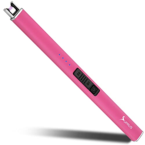 Rechargeable Electric Candle Lighter - Pink, Windproof & Flameless