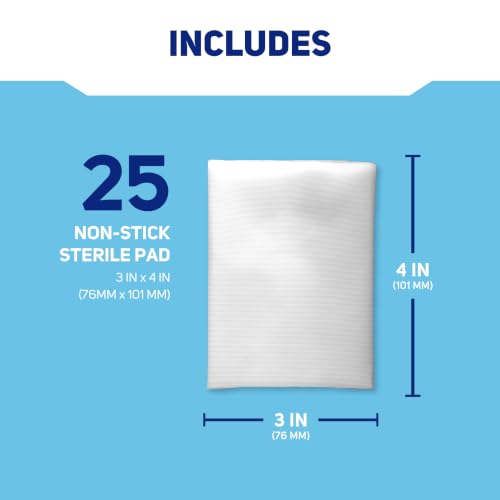 Non-Stick First Aid Pads - 3x4 Inch, 25 Count