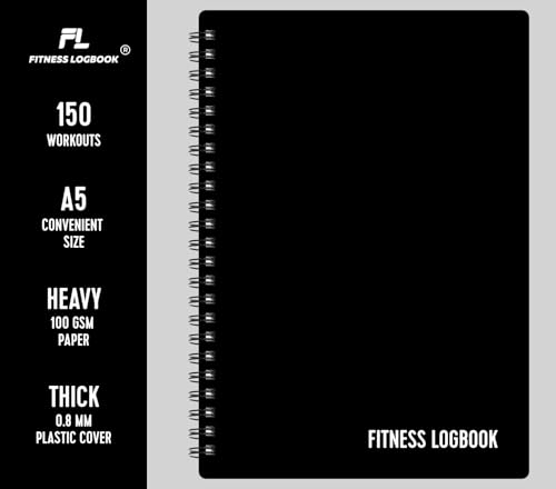 A5 Undated Fitness Logbook - Black Plastic Workout Journal