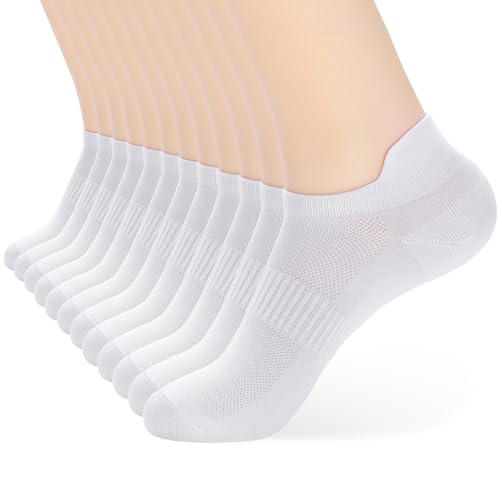 7-9/12 Pairs White Ankle Socks Women & Men No Show Low Cut with Tab