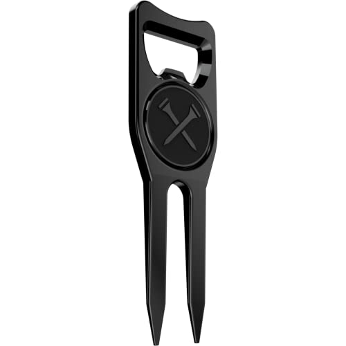 Blue Tees Golf 6-in-1 Divot Repair Tool & Ball Marker - Black