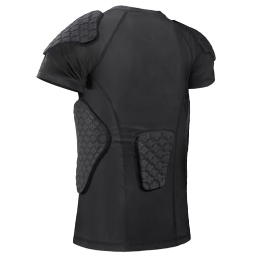 TUOY Kids Youth Padded Chest Rib Protector Shirt for Football Baseball - Black, Large