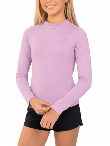 Girls Long Sleeve Rash Guard - UPF 50+ Swim Shirt - Lavender