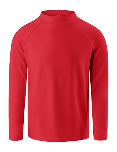 OYJ Boys Rash Guard Swim Shirt Long Sleeve UPF 50 SPF Toddler Kids Youth 2T-6Y Red