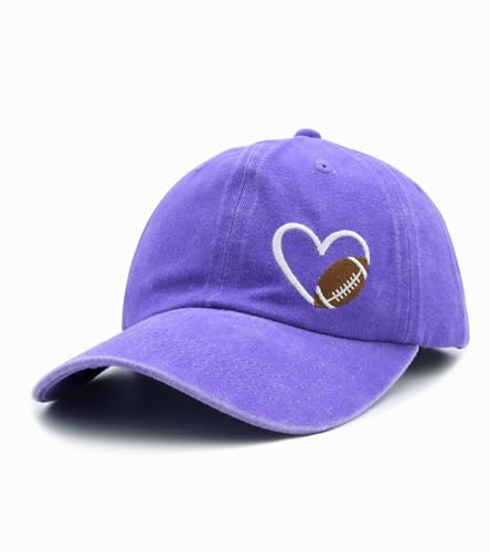 Football Heart Adjustable Baseball Cap - Unisex Embroidered Hat