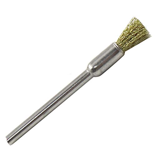 Brass Bristle Wire End Brush Pen Shape 1/8 Inch Shank Diameter (5mm end Brush) Pack of 10