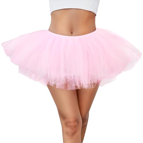 5-Layer Tutu Dance Skirt - Fluffy Bubble Skirt for Women - Pink