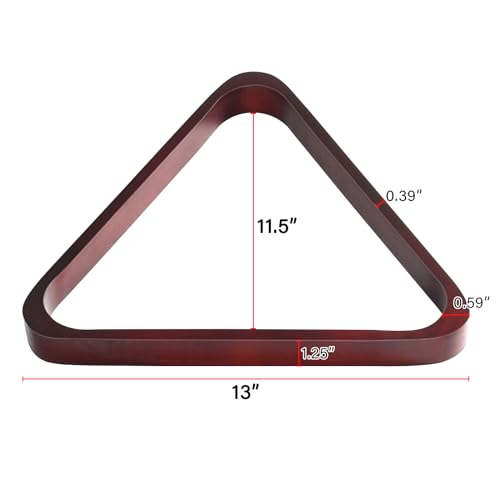 Solid Pinewood Pool Ball Rack - Burgundy Triangle Rack for 2-1/4" Balls