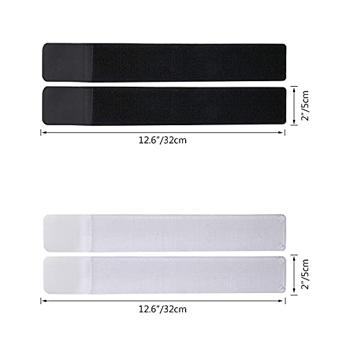 TOBWOLF 4PCS Black & White Soccer Shin Guard Straps - Anti-Slip Sports Football Ankle Supports