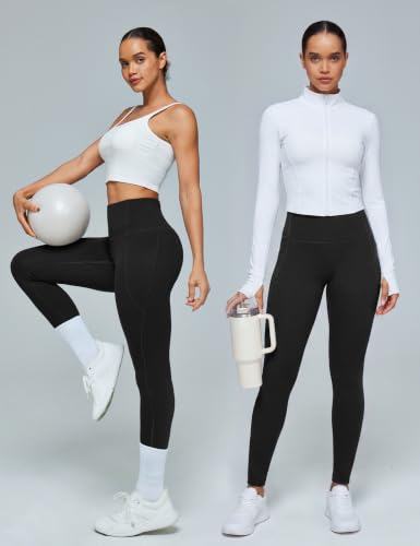 Ewedoos Medium Black Scrunch Butt Lifting Yoga Leggings with Pockets for Women