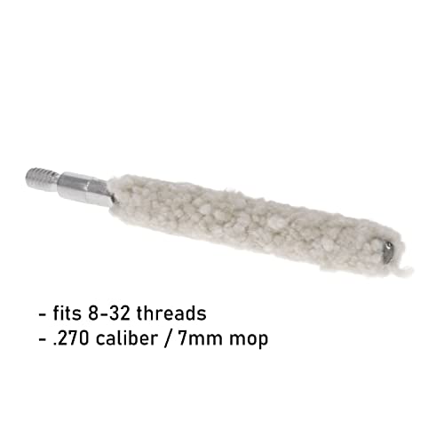 Cotton Bore Mop for Gun Cleaning - .270/6.8mm - 8-32 Thread