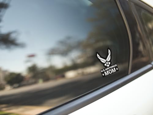 Air Force Mom Vinyl Decal Sticker - 2 Pack (White, 2-3 x 2.9 inch)