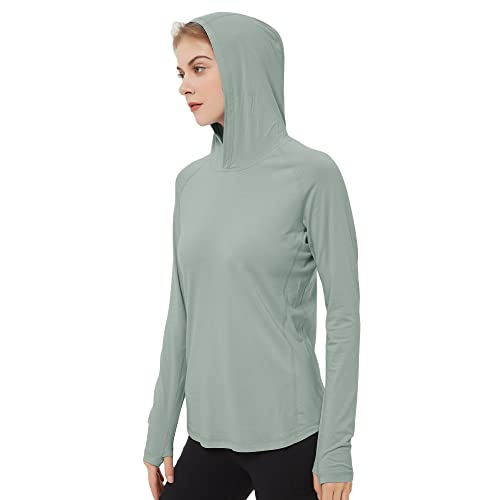 Women's Sage Large Bamboo Viscose Hoodie with UPF 50+ Sun Protection