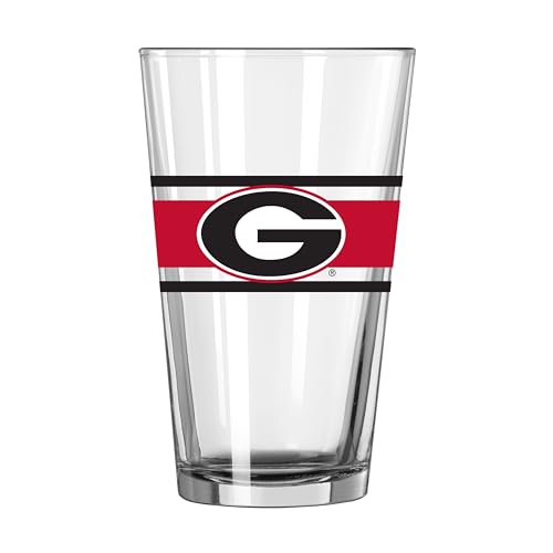 Georgia Bulldogs 16 oz Pint Glass - Logo Brands Chip-Resistant Rim, Official Licensed