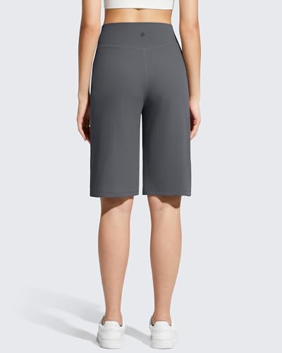 G4Free High-Waisted Ribbed Bermuda Shorts for Women 11" Inseam Casual Summer with Pockets