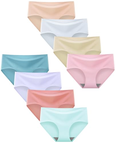Teen Girls No Show Seamless Stretch Panties Multi-Pack - 11-12 Years / Pink White Blue Light Purple
