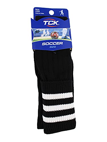 Soccer Socks with Fold Down Top - Large Black & White