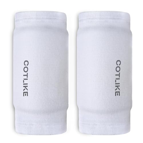 Youth White Volleyball Elbow Pads for Kids Age 8-13 - Non-Bulky, Flexible Protection
