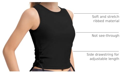 Girls Athletic Ribbed Knit Crop Tank Top - 9-10 Years Black