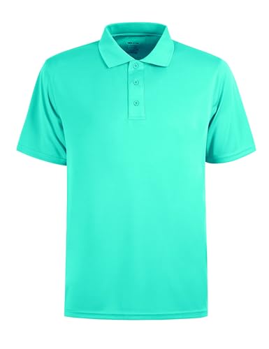 MOHEEN Men's Short Sleeve Moisture Wicking Golf Polo Shirt – X-Large Glass Blue UPF 50+