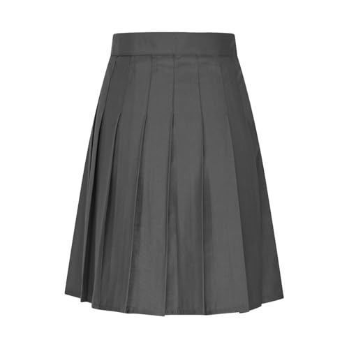 High Waisted Pleated Tennis Skirt with Shorts - Gray, X-Large