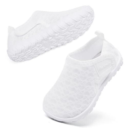 Toddler Water Shoes Boys Girls Quick Dry Beach Aqua Shoes - White, 6 Pairs