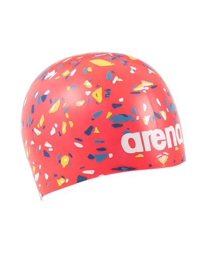 Arena Poolish Molded Silicone Swim Cap for Training & Racing - Confetti Red
