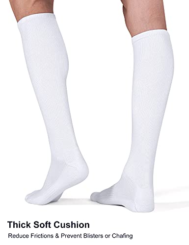 FITRELL Kids & Adults Baseball Soccer Softball Knee-High Socks 3 Pack Medium White