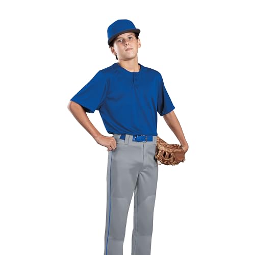 Russell Athletic Boys Youth Piped Baseball Pants - Large White/Royal