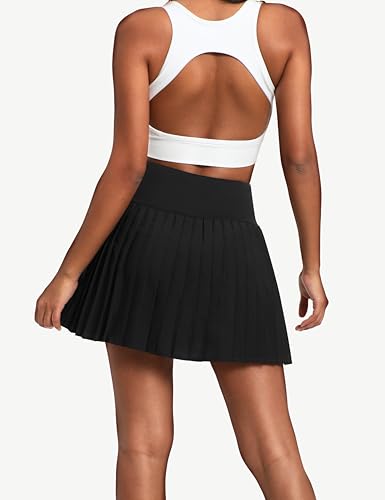 Alaroo Pleated Tennis Skirt for Women with Pockets - Black, Medium