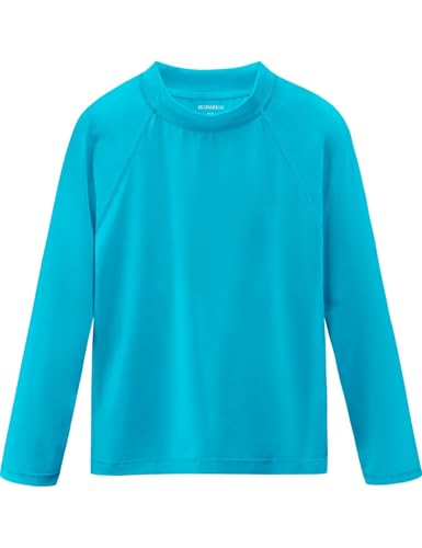 Boys Long Sleeve Rash Guard Swim Shirt - UPF 50+ Sun Protection, Sea Blue, 12-18 Months