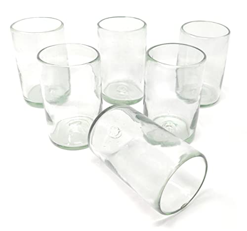 Dos Sueños Hand Blown 14 oz Drinking Glasses, Set of 6 – Natural Clear
