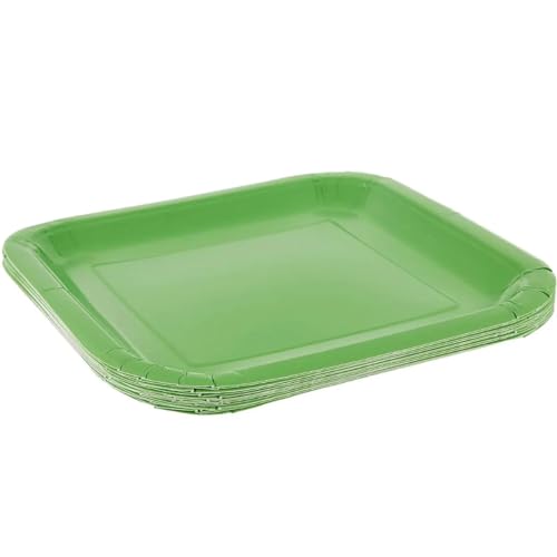 Lime Green Solid Square Paper Dinner Plates - 9" Pack of 14
