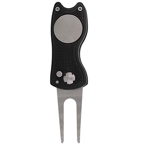 Golf Divot Repair Tool with Magnetic Ball Marker - Black