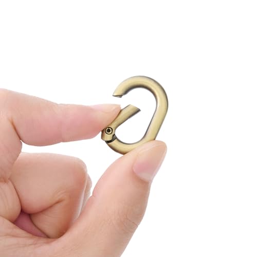 10Pcs Brass Metal Spring Oval Rings - 3/4 Inch Keychain Clips