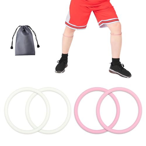 Silicone Patellar Tendon Knee Support Straps - Pink & Luminous White (4 Pack)